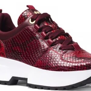Michael Kors Red Textured Sneakers